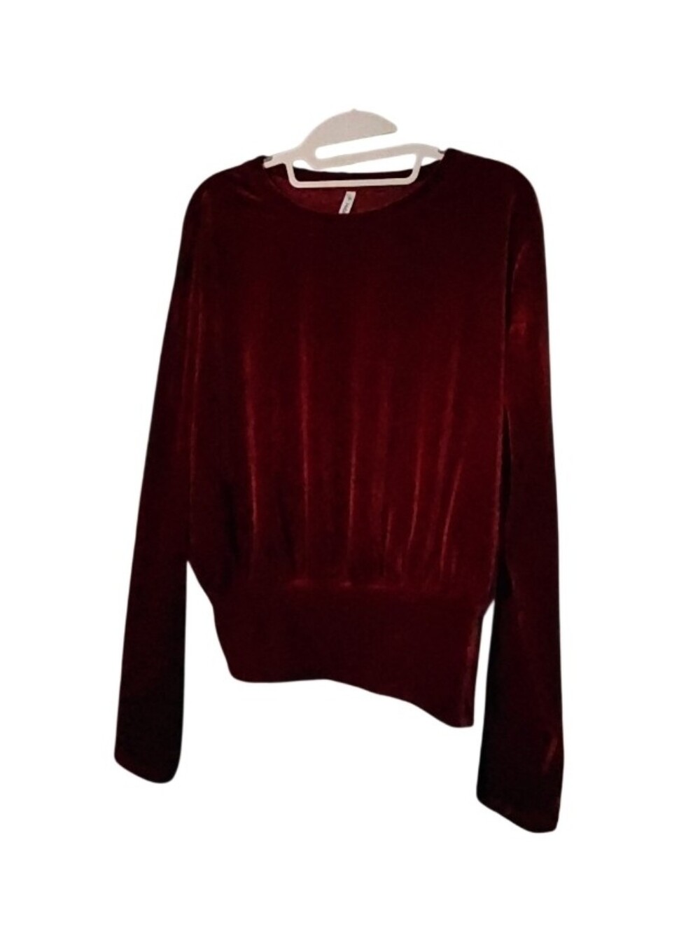 HALARA Burgundy Velvet Long-Sleeve Crew Top